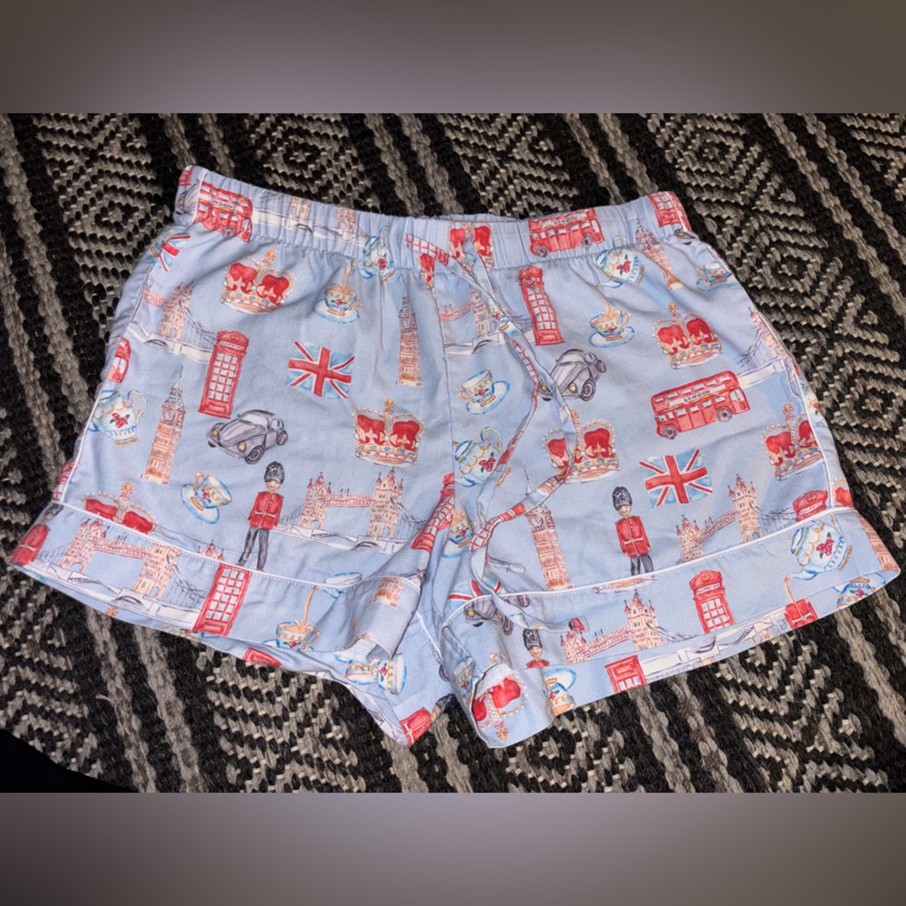 Posh Peanut Blue and Red London Themed Shorts